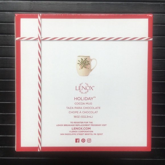 new Boxed Set of 2 Lenox Christmas Holiday Holly Leaves 5-inch Cocoa Mugs #A - Picture 4 of 9
